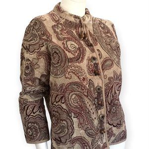 Vintage 90s Flashback Jacquard Tapestry Jacket Beaded Chenille Paisley Size S